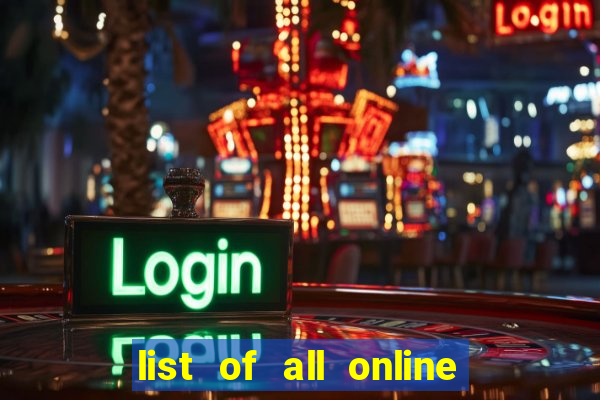 list of all online bingo sites